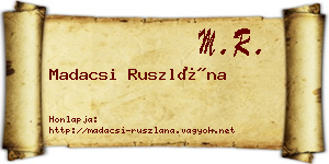 Madacsi Ruszlána névjegykártya